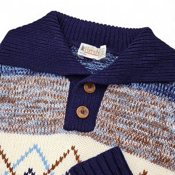 Vintage Geometric Crewneck Sweater GrandpaCore Size Large - See Measurements - Picture 2 of 11